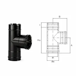 Raccordo a T 90° N1T9 ISO10 NERO OPACO Canna fumaria doppia parete