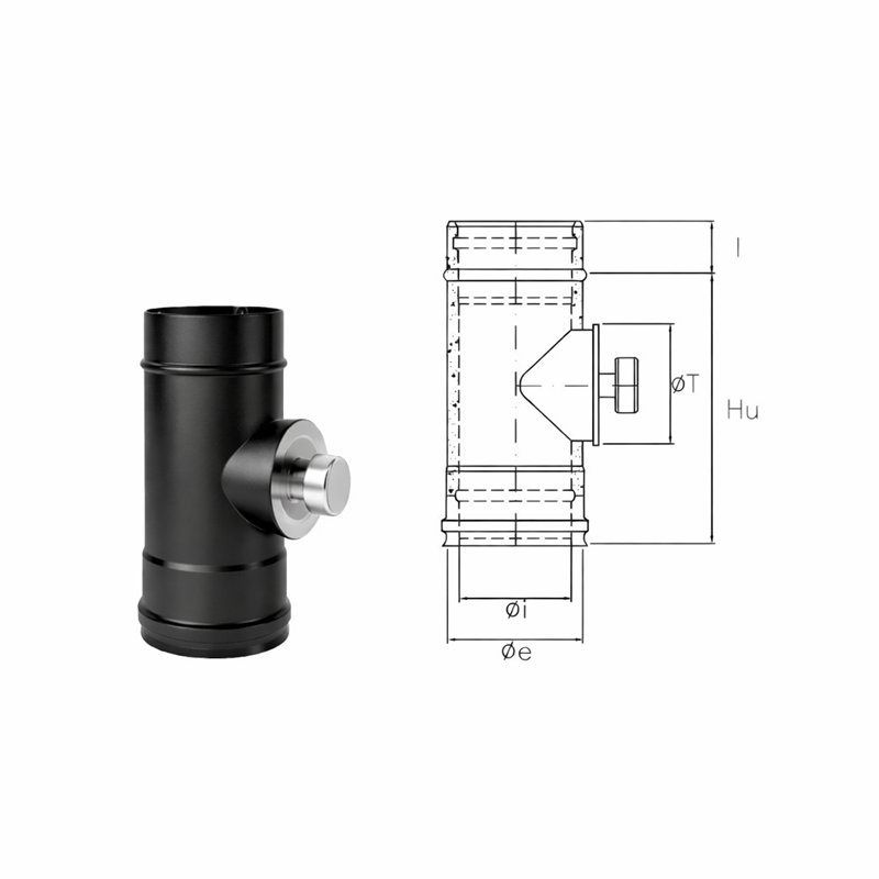 Modulo di ispezione N1IT ISO10 NERO OPACO Canna fumaria doppia parete