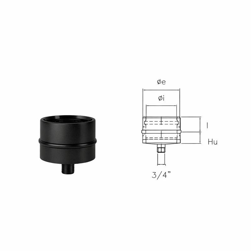 Cap with condensate drain N1TS ISO10 MATT BLACK Double wall flue