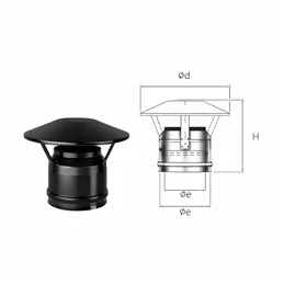 Cappello terminale parapioggia N1CC ISO10 NERO OPACO Canna fumaria doppia parete