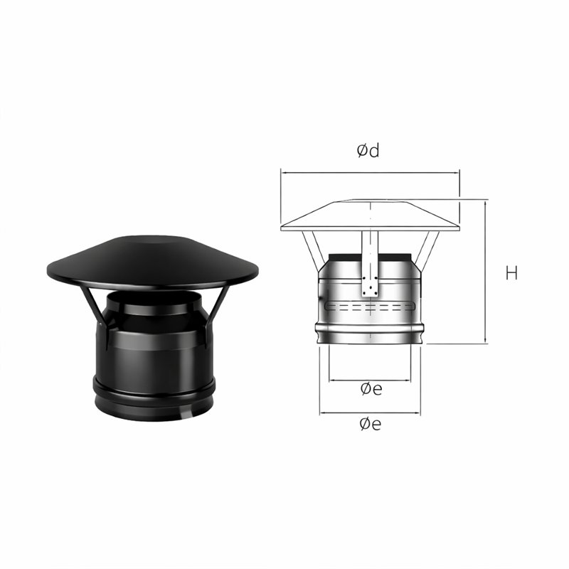 Rain cap N1CC ISO10 MATT BLACK Double wall flue