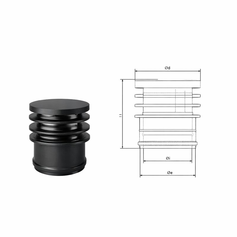 Cappello terminale ad anelli N1TLN ISO10 NERO OPACO Canna fumaria doppia parete