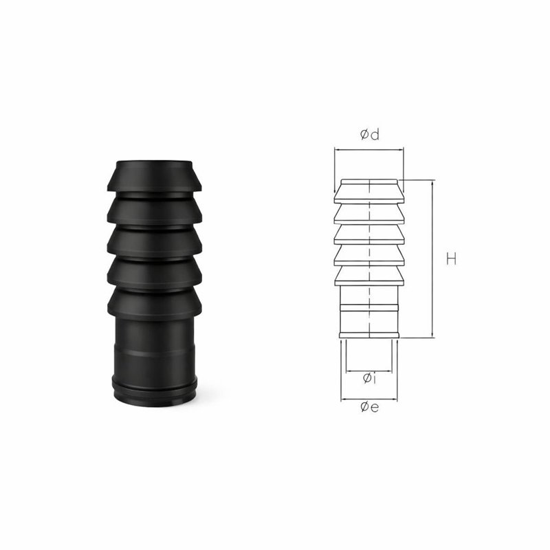 Cappello terminale ad anelli N1TE ISO10 NERO OPACO Canna fumaria doppia parete