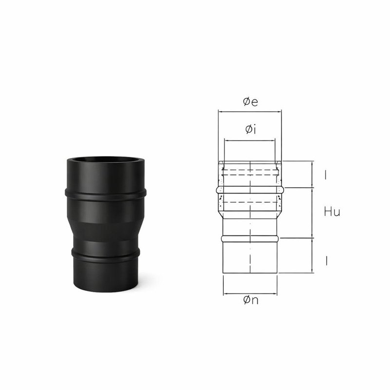 Single-double junction N1RCI ISO10 MATT BLACK Double wall flue