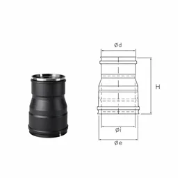 Increase fitting N1RCDA ISO10 MATT BLACK Double wall flue