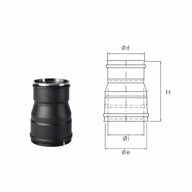 Raccordo maggiorazione N1RCDA ISO10 NERO OPACO Canna fumaria doppia parete