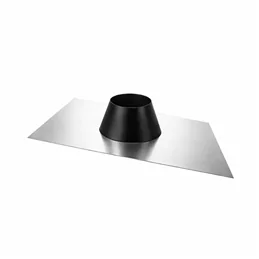 Inclined skirting board, stainless steel base, MATT BLACK painted collar for chimney flue