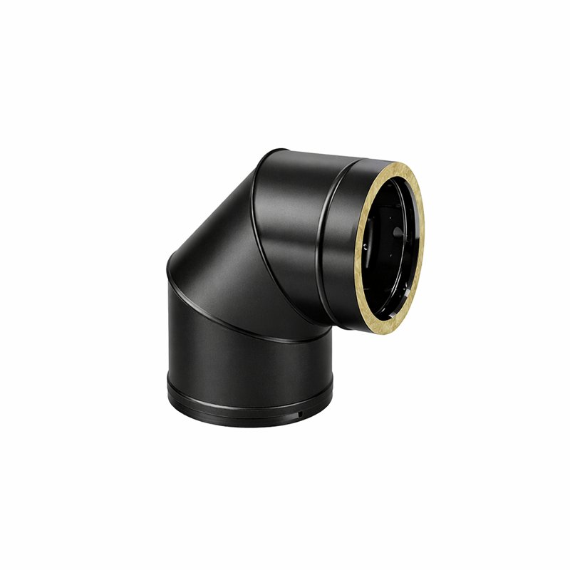 Curva a 90° N2C9 ISO25 NERO OPACO Canna fumaria doppia parete