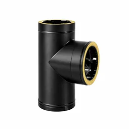 T-pipe 90° N2T9 ISO25 MATT BLACK Double wall flue