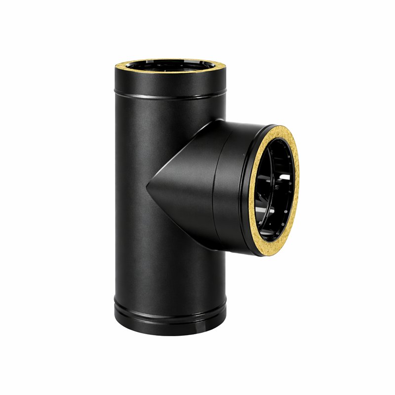 Tubo a T 90° N2T9 ISO25 NERO OPACO Canna fumaria doppia parete