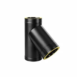 45° T branch pipe N2T4 ISO25 MATT BLACK Double wall flue