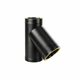 Tubo braga a T 45° N2T4 ISO25 NERO OPACO Canna fumaria doppia parete