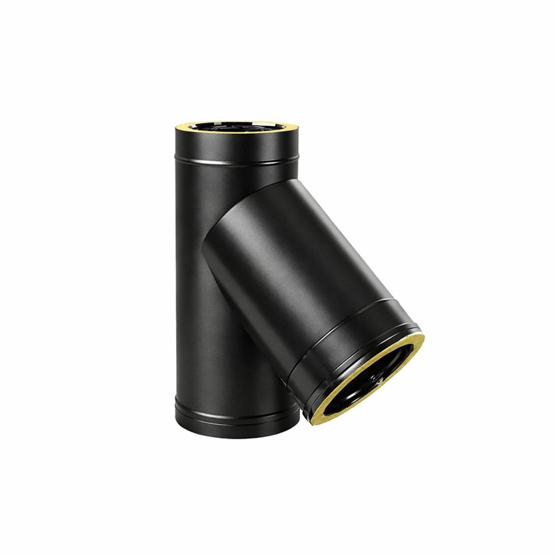 45° T branch pipe N2T4 ISO25 MATT BLACK Double wall flue