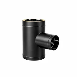 Tubo a T 90° ridotto monoparete diam.80mm N2TR ISO25 NERO OPACO Canna fumaria doppia parete