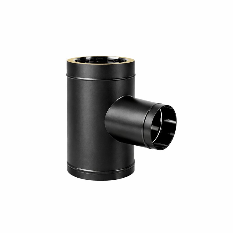 Single wall 90° reduced T-pipe diam.80mm N2TR ISO25 MATT BLACK Double wall flue
