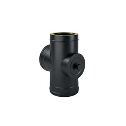 T-Pipe 90° with inspection N2TCH ISO25 MATT BLACK Double wall flue