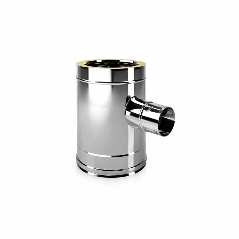 Reduced 90 ° T fitting ø80mm I2TR ISO25 INOX Double wall flue