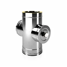 Raccordo a T 90° croce con ispezione alta temperatura I2TCH ISO25 INOX Canna fumaria doppia parete