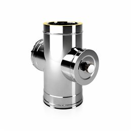 90° cross T fitting with high temperature inspection I2TCH ISO25 INOX Double wall flue