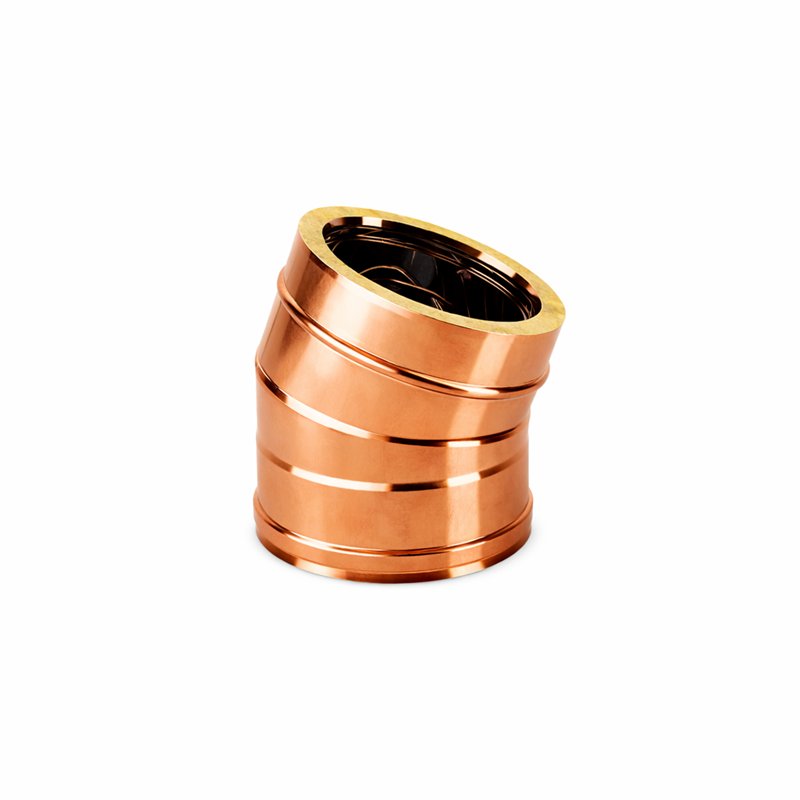 15° bend double wall flue ISO25 De Marinis Copper