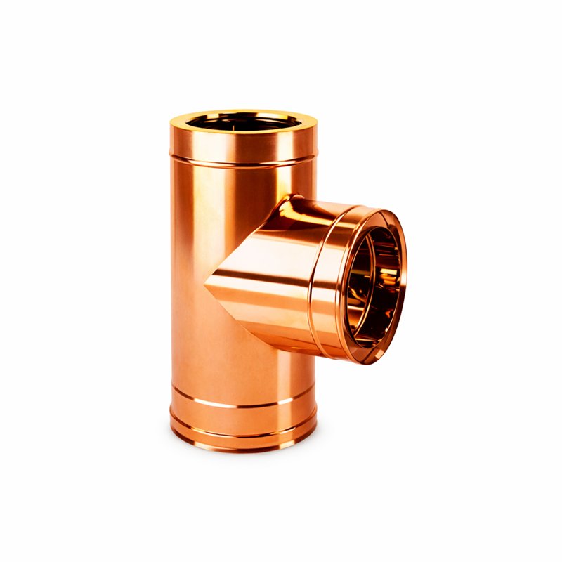 Raccordo a T 90° R2T9 ISO25 Rame Canna fumaria doppia parete