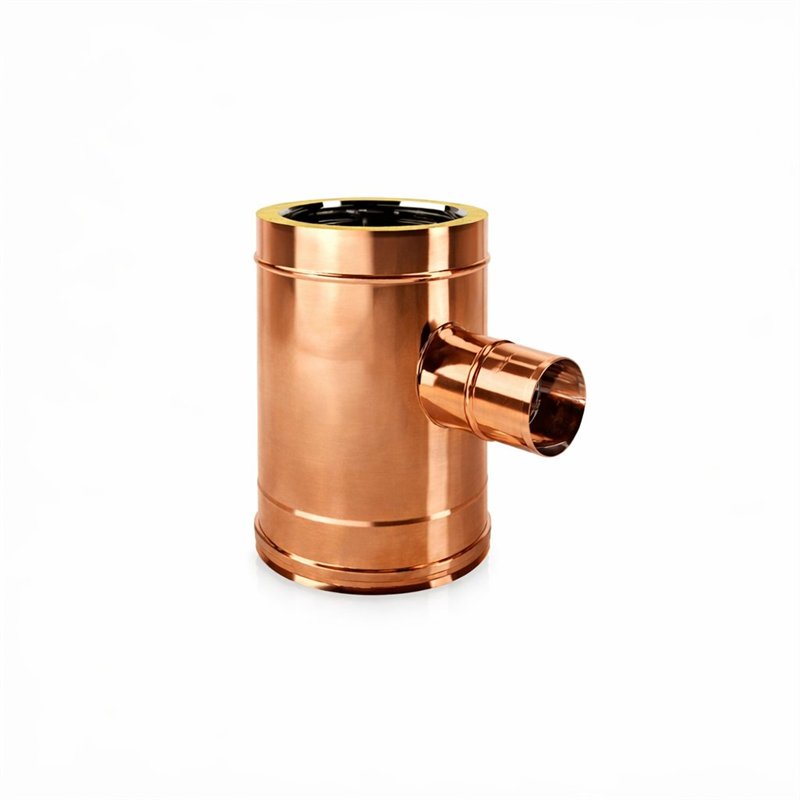 Raccordo a T 90° ridotto ø80mm R2TR ISO25 Rame Canna fumaria doppia parete