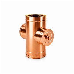 Raccordo a T 90° croce con ispezione R2TC ISO25 Rame Canna fumaria doppia parete