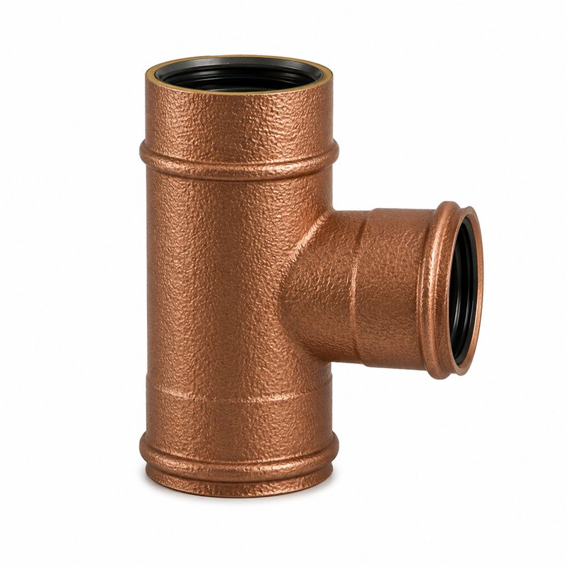 90° Tee RM1T9 ISO10 HAMMERED COPPER Double wall flue