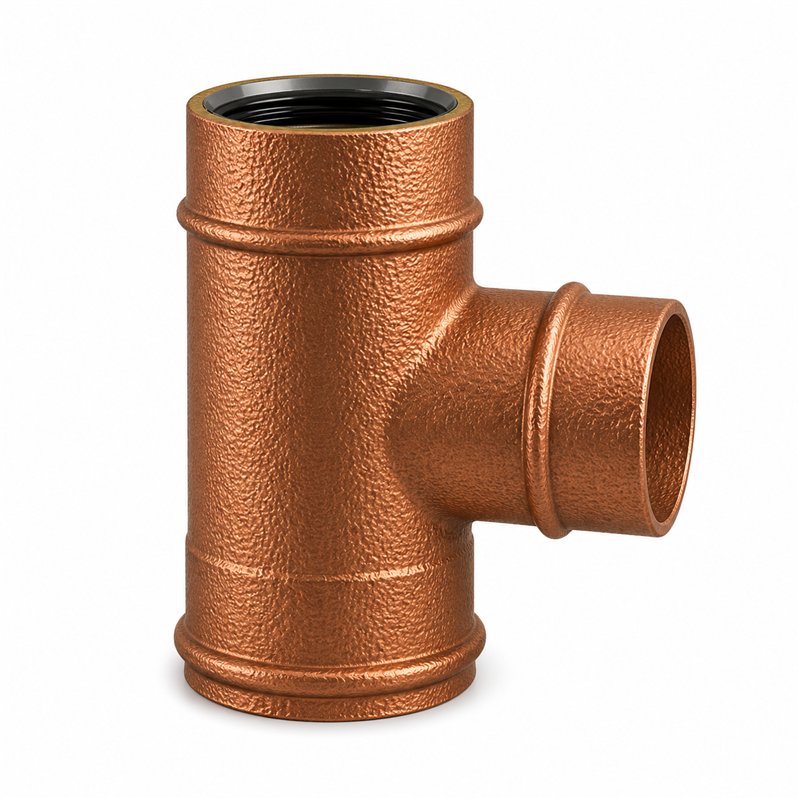 90° reduced single tee Ø 80mm RM1TR ISO10 HAMMERED COPPER Double wall flue