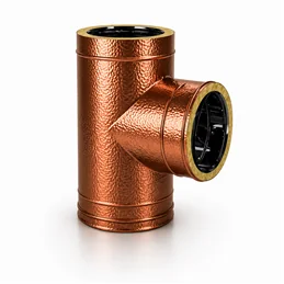 90° T-Pipe RM2T9 ISO25 HAMMERED COPPER Double wall flue pipe