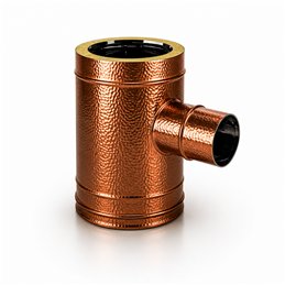Reduced 90° T-Pipe Single Wall Diam.80mm N2TR ISO25 HAMMERED COPPER Double Wall Flue Pipe