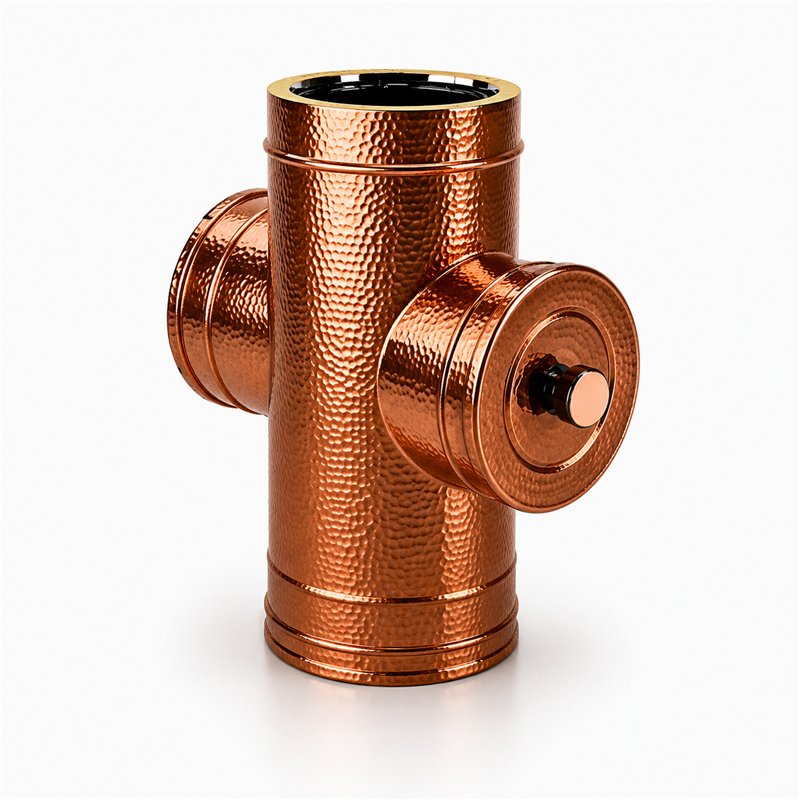 Tubo a T 90° con ispezione RM2TCH ISO25 verniciato RAME MARTELLATO Canna fumaria doppia parete