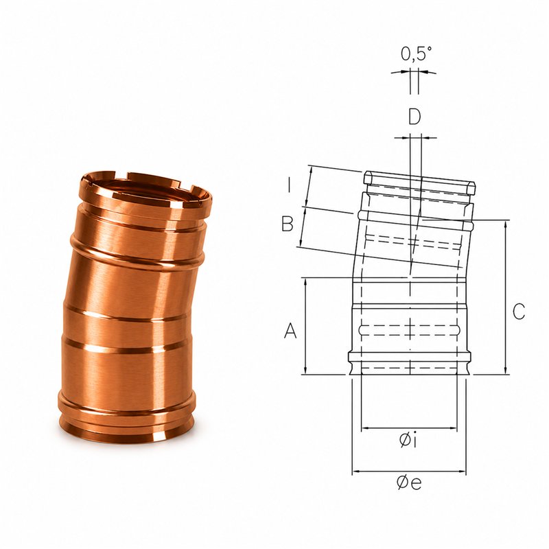 5° bend RIAC05 ISOAIR Copper Double wall flue