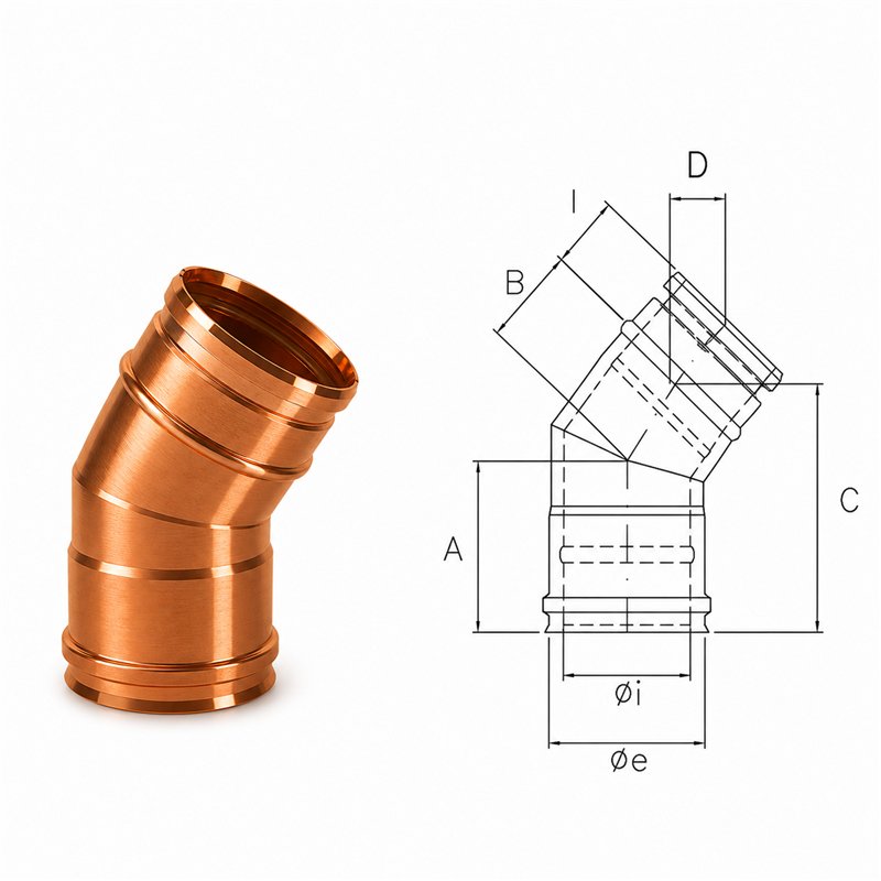 Bend 45° RIAC4 ISOAIR Copper Double wall flue