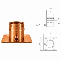 Base plate with side exhaust RIAPP ISOAIR Copper Double wall flue