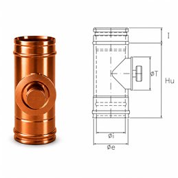 Modulo ispezione tappo tondo RIAIT ISOAIR Rame Canna fumaria doppia parete