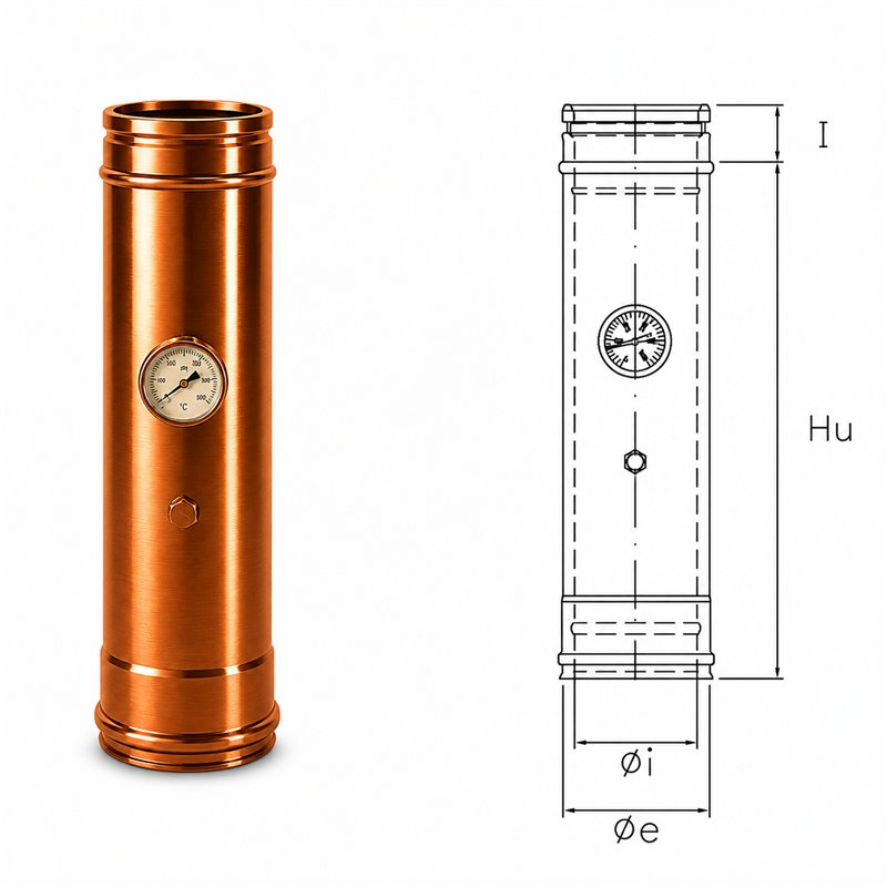 Probe insertion module with RIAIC ISOAIR thermometer Copper Double wall flue