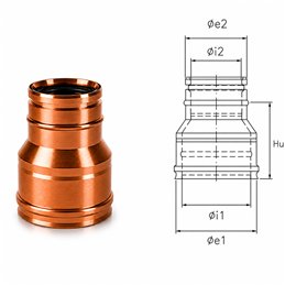 Raccordo riduzione RIARCDR ISO25 Rame Canna fumaria doppia parete