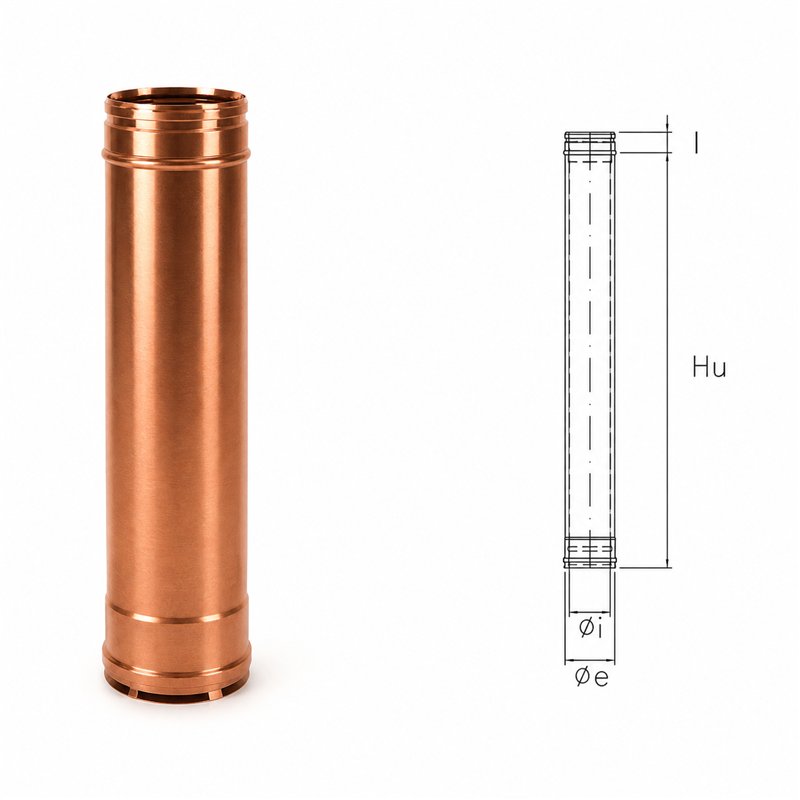 0.5 meter pipe R1T5 ISO10 COPPER Double wall flue
