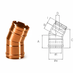 Curve 30 ° R1C3 ISO10 COPPER Double wall flue