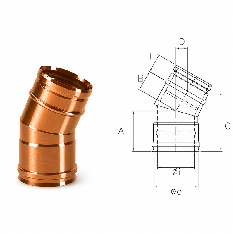 Curve 30 ° R1C3 ISO10 COPPER Double wall flue