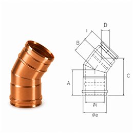Curve 45 ° R1C4 ISO10 COPPER Double wall flue