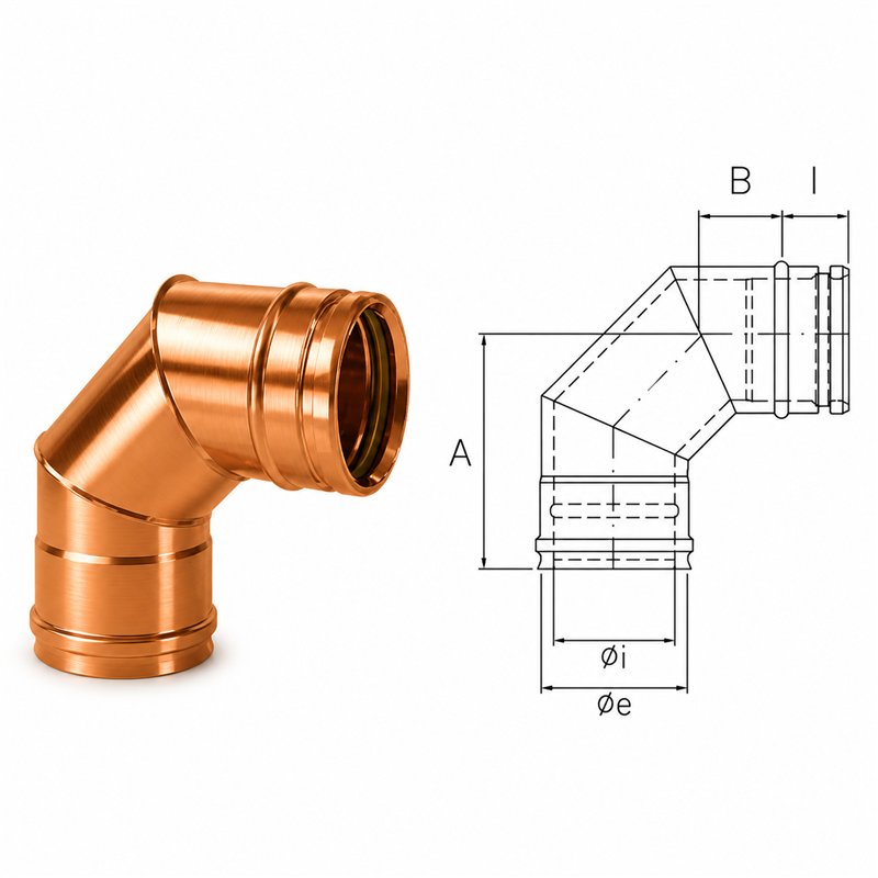 Curva 90° R1C9 ISO10 RAME Canna fumaria doppia parete