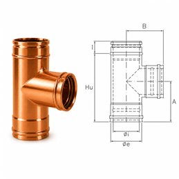 Raccordo a T 90° R1T9 ISO10 RAME Canna fumaria doppia parete
