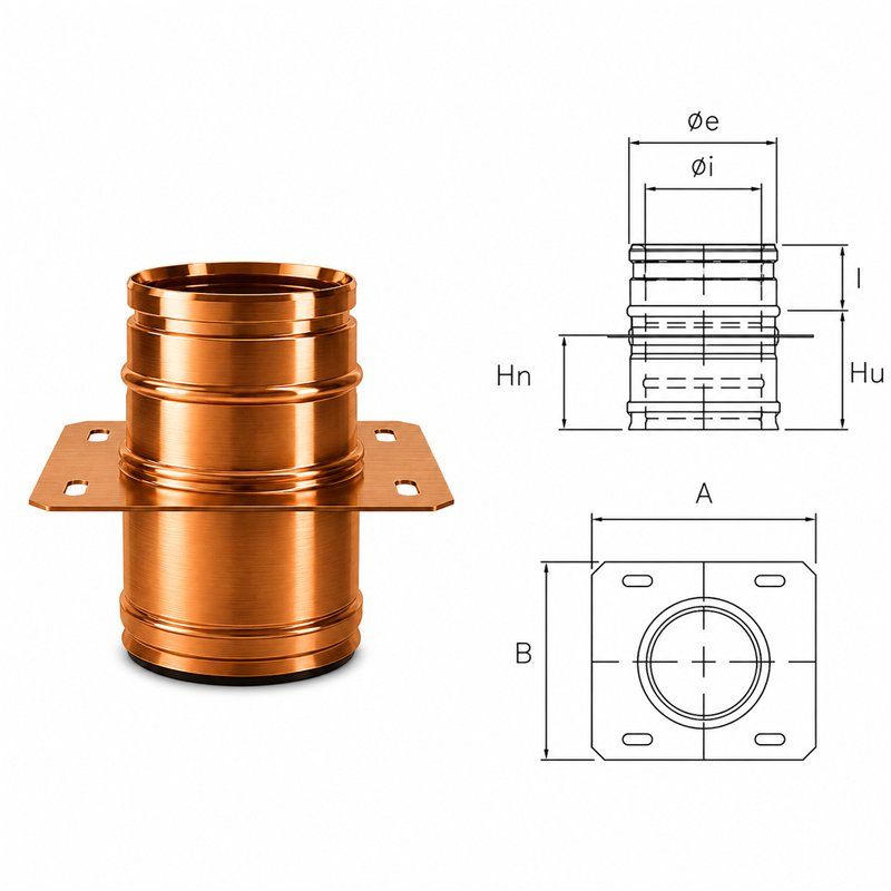 Intermediate support plate R1PI ISO10 COPPER Double wall flue