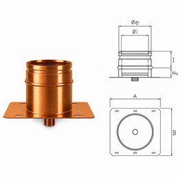Base plate with central drain R1PPC ISO10 COPPER Double wall flue