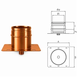 Base plate with central drain R1PPC ISO10 COPPER Double wall flue