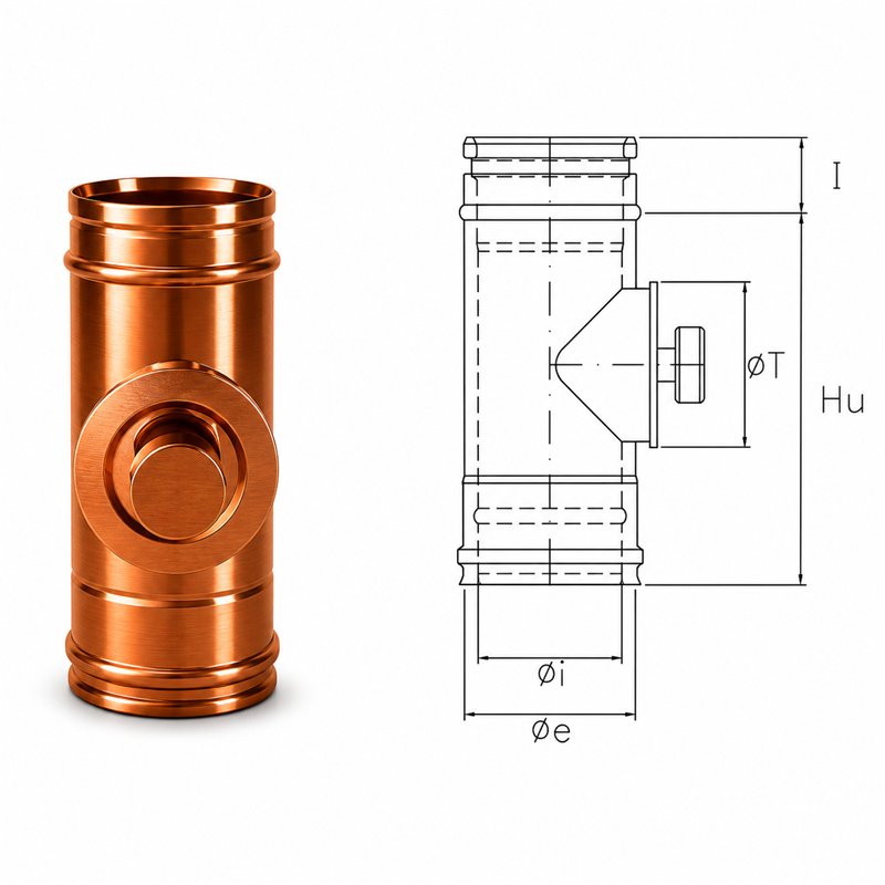 Modulo di ispezione R1IT ISO10 RAME Canna fumaria doppia parete
