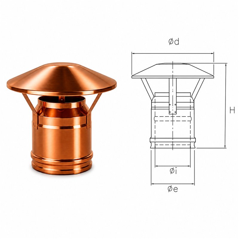 Rain cover cap R1CC ISO10 COPPER Double wall flue