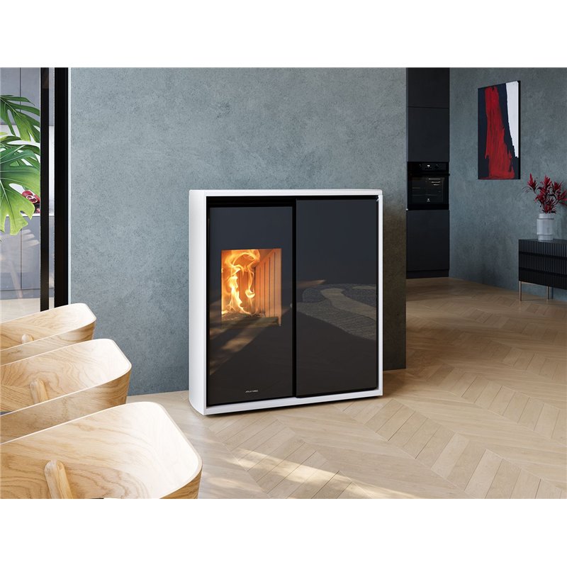 Jolly Mec REVERSE S – Stufa ibrida legna/pellet 6,8 / 8,2 kW, slim 29 cm